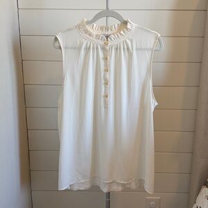 LOFT Sleeveless Blouse with Ruffle Neckline